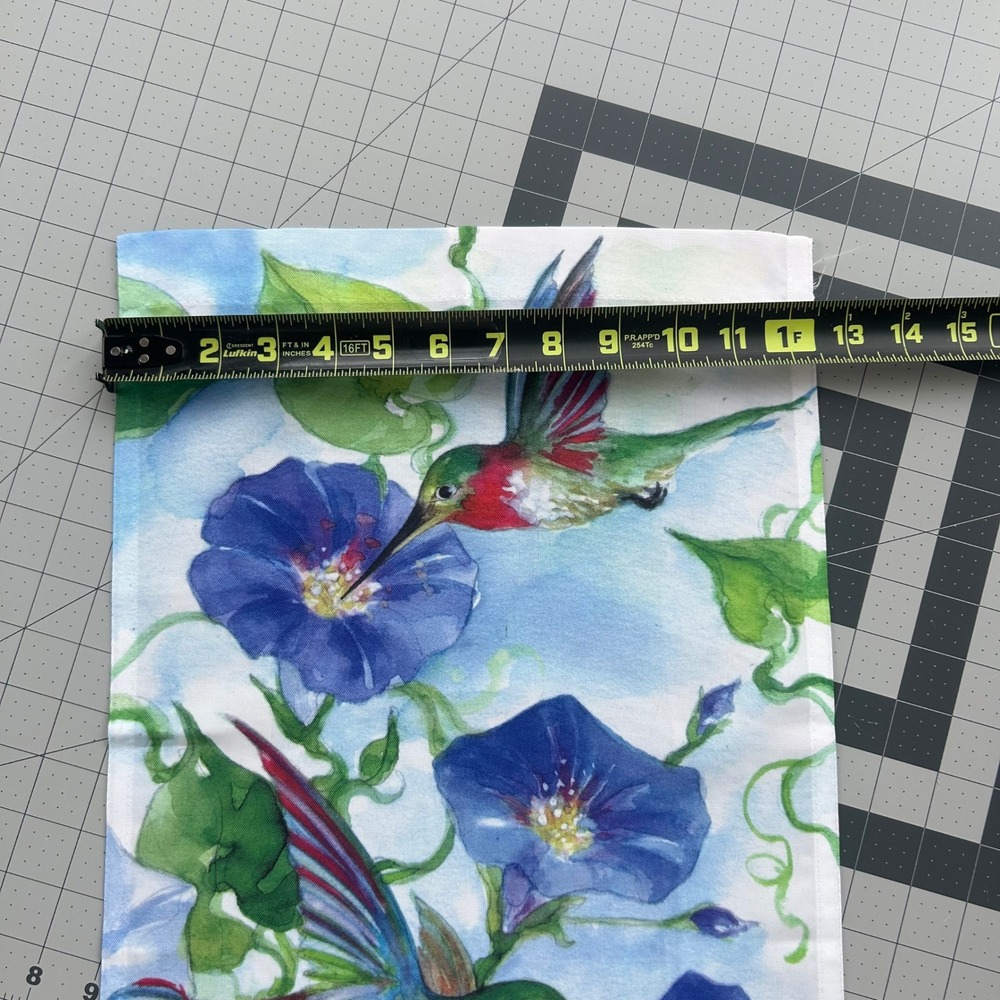 Sally Eckman Roberts Garden Flag Small 12x18 Blue Hummingbird Floral Decor - Picture 3 of 6